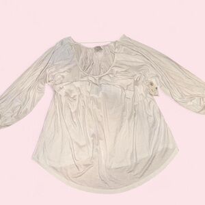 NWT Sheer White Puff Sleeve Slouchy Boho Milkmaid Blouse